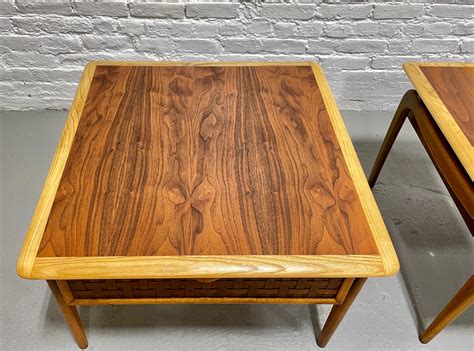 Mid Century MODERN Walnut + Oak END TABLES by Lane Perception, a Pair ...