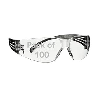 SecureFit 3M Safety Glasses 100 Series, 100 Pack, Impact Rated ANSI Z87 ...