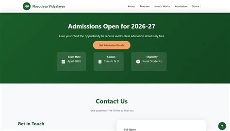Navodaya Vidyalaya Admissions 2026-27 Landing Page UI Kit (Education ...