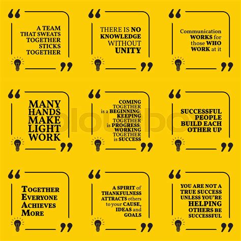 Set of motivational quotes about team, unity, communication, work ...