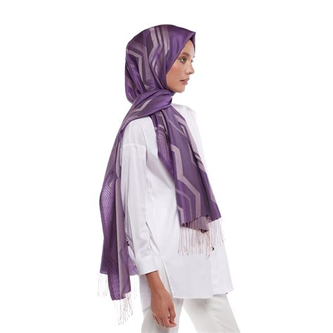 Lavender Ethnic Zigzag Silk Scarf | Ipekevi