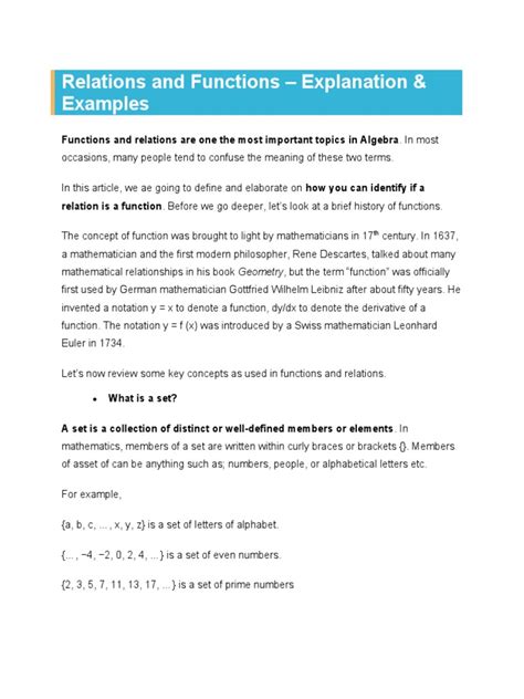 Image result for Relations and Functions a Level Math