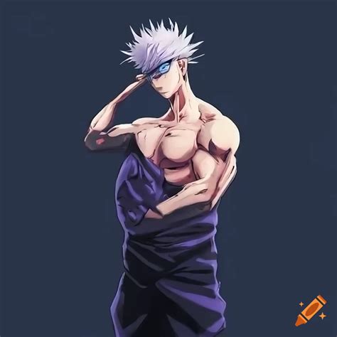 Gojo satoru from jujutsu kaisen with muscular physique and trademark ...