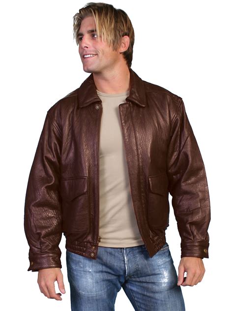 Pungo Ridge - Scully Men's Rugged Lamb Leather Bomber Jacket - Dark ...