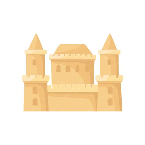 Premium Vector | Big sandcastle with two towers children beach game ...
