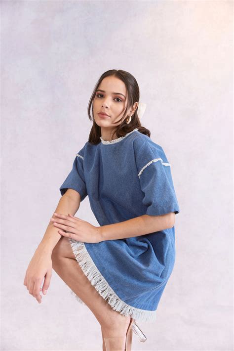 Oversized Frayed Denim Midi Dress – FAABIIANA PRRET