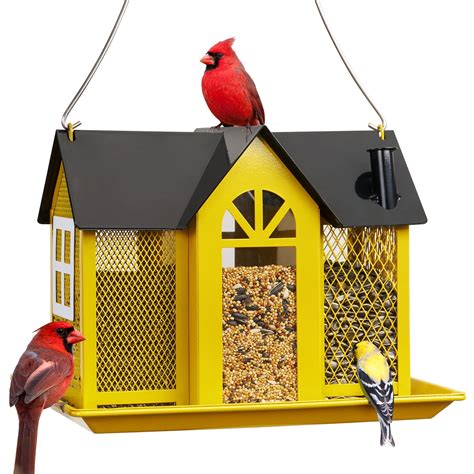 Kingsyard Outdoor Birdhouse, Weatherproof Metal Triple Feeders for ...