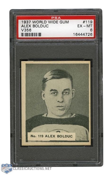 Lot Detail - 1937-38 World Wide Gum V356 Hockey Card #119 Alex Bolduc ...