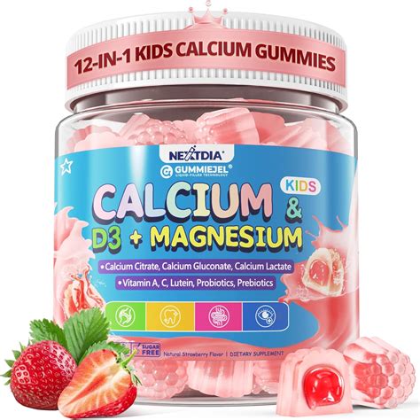 Amazon.com: Kids Calcium Gummies + D3 & Magnesium for 4+, with Calcium ...