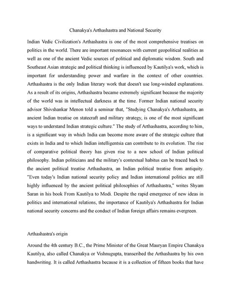 Chanakya's Arthashastra and national security - Chanakya's Arthashastra ...