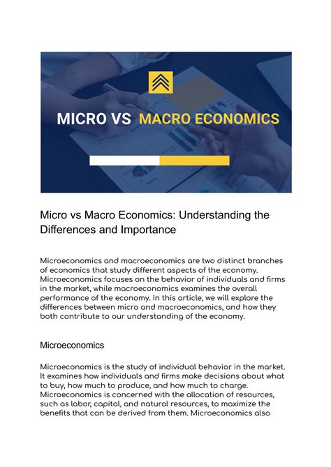 SOLUTION: Micro vs macro economics understanding the differences and ...