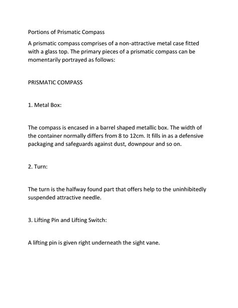 Document - Survey notes - Portions of Prismatic Compass A prismatic ...