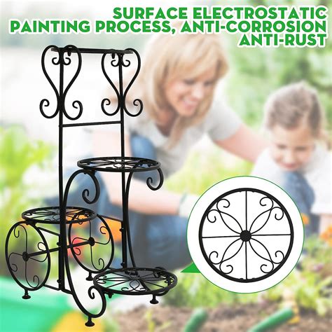 Buy steauty Metal Plant Stand Indoor Outdoor - 4 Tier Multiple Plant ...