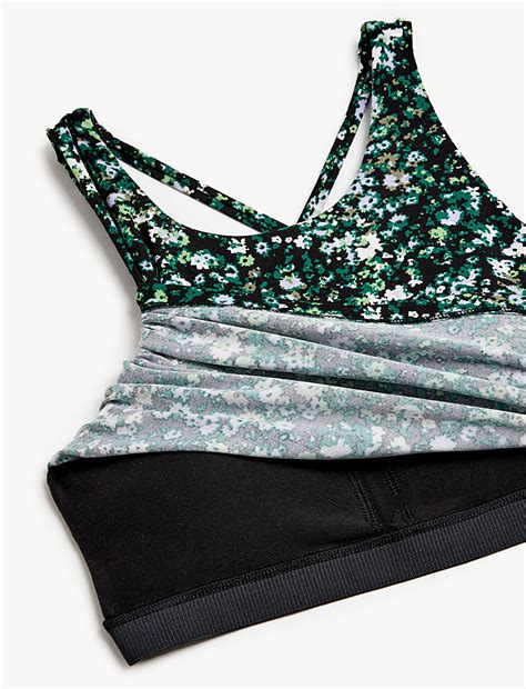 Buy Printed High Neck Padded Yoga Crop Top at Marks & Spencer