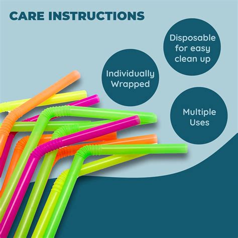 Buy Jacent Individually Wrapped Plastic Neon Flex Drinking Straws: 100 ...