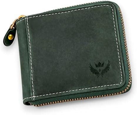 Buy LORENZ® RFID Blocking Genuine Olive Green Hunter Leather Zipper ...