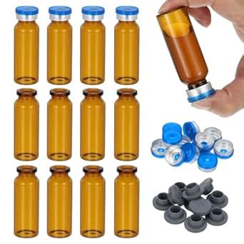 PATIKIL 12pcs 20ml Amber Borosilicate Glass Sample Vials with Aluminum ...