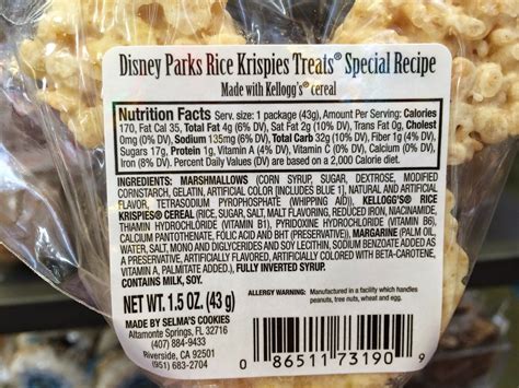 Rice Krispies Ingredient Label / Disney Rice Krispie Treats Ingredients ...
