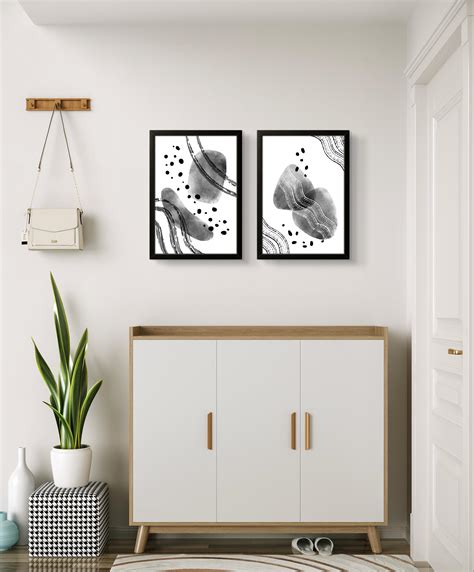 Black and White abstract Diptych Photo frame Set of 2
