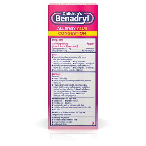 Children's Benadryl Allergy Plus Congestion Dosage Chart By Weight at ...