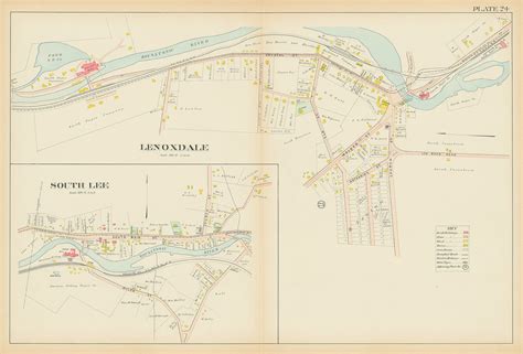 Villages of LENOXDALE and SOUTH LEE, Massachusetts 1904 Map Replica or ...