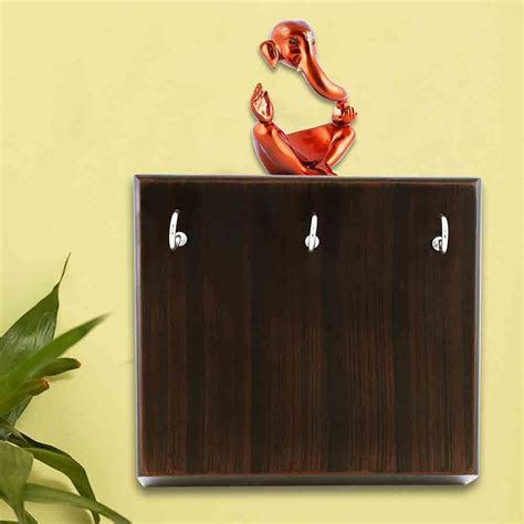 Wooden keyholder for Wall with Ganesha Statue | 8884243583 | Wooden ...