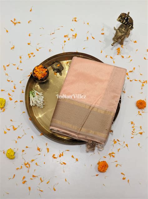 Light Peach Maheshwari Handloom Silk*Cotton Saree – IndianVillèz