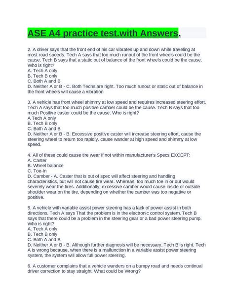 Ase Sample Questions Free