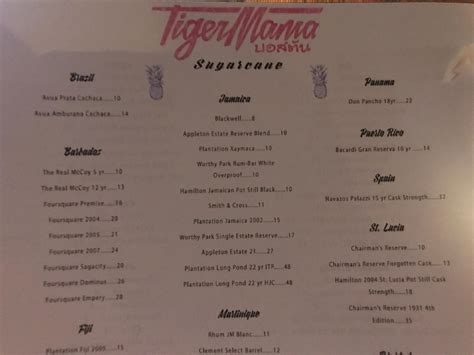 Menu at Tiger Mama pub & bar, Boston