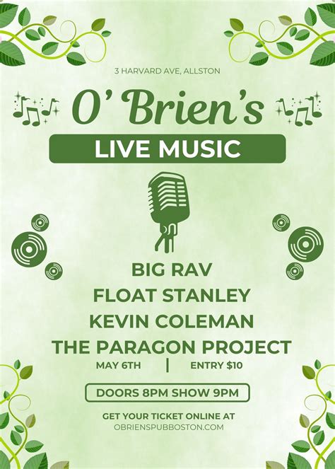 OBriens Pub 5/6: Big Rav, Float Stanley, Kevin Coleman, The Paragon ...
