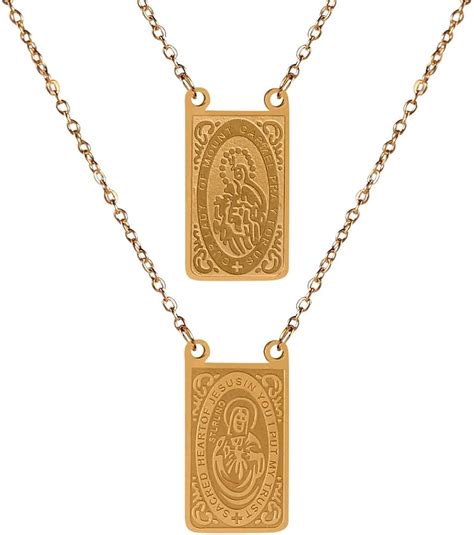 Buy OEMOO Stainless Steel Scapulars Catholic Necklace, Our Lady of ...