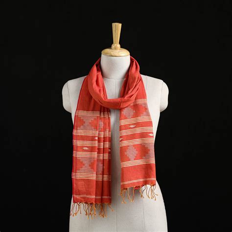 Burdwan Jamdani Handloom Cotton Stole with Tassels