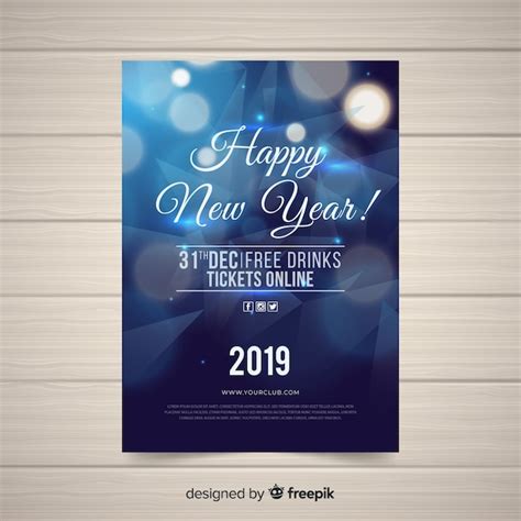 Elegant new year party poster with realistic design | Free Vector