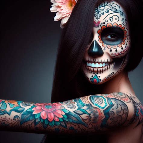 Feminine Lace Sugar Skull Tattoo / Female Sugar Skull Tattoo: A ...