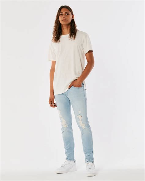 Pantalon Hollister Ripped Light Wash Skinny Jeans