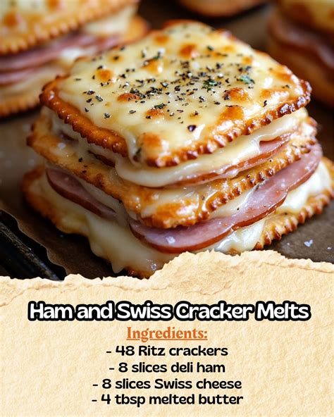 Ham and Swiss Cracker Melts Recipe ~ Yummy Recipes