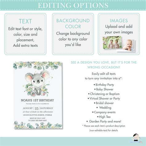 Koala Water Bottle Labels, EDITABLE TEMPLATE, Eucalyptus Greenery ...