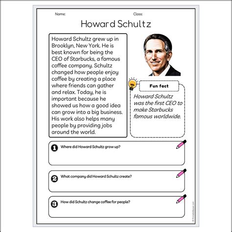 Howard Schultz | Reading Passage Comprehension Questions Writing Facts ...