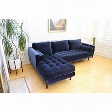 Mid Century Modern Navy Sofa by Mid Century Modern Navy Blue Velvet Sectional Sofa Chairish Mid Century Modern Navy Sofa