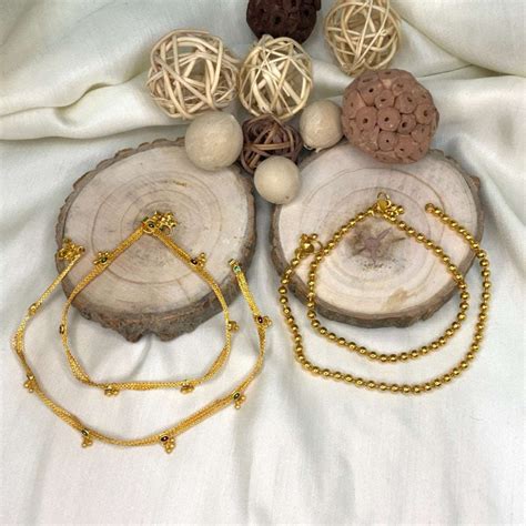 Alluring Gold Plated Anklets Combo – Abdesignsjewellery