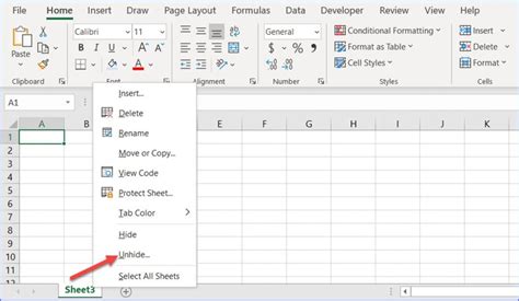How to Unhide a Worksheet - ExcelNotes