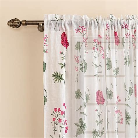 Buy HOMEMONDE Light Filtering Curtain 7 Feet Door - Cotton Sheer Floral ...