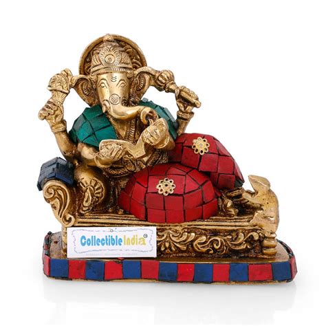 Buy Collectible India Ganesha Idol Brass Hindu Elephant God Ganesh ...