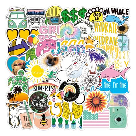 Buy 50Pcs Pack Vsco Cute Stickers for Water Bottle, Positive Vinyl ...