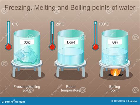Freezing, Melting and Boiling Points of Water. State of Matter Stock ...