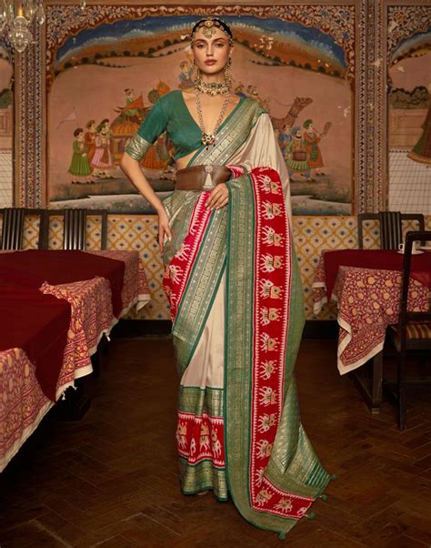 Light Cream Coloured Patola Saree