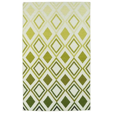 Kaleen Glam 2 X 3 (ft) Kilim Wool Green Indoor Geometric Mid-century ...