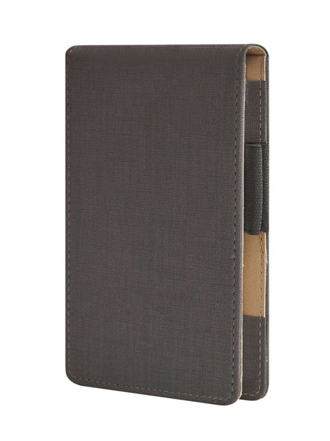 Victoria - Vegan Leather Notepad: Pocket Size with Pen Holder - Black ...