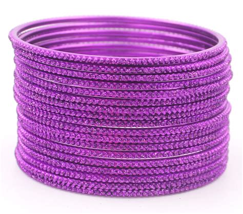 Buy Leshya Set of 24 Dotted Shining Glitter Bangles (Phalsa, 2.12) at ...