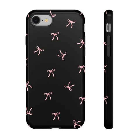 Black and Pink Bows Phone Case, Sleek Black Bow Design, Pink Coquette ...